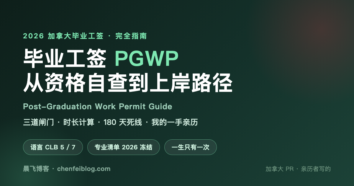 加拿大毕业工签 PGWP 完全指南 2026：三道闸门、时长计算、180 天死线与亲历经验